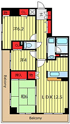 JR山手線 日暮里駅 徒歩10分の賃貸マンション 6階3LDKの間取り