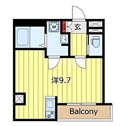 レピュア西尾久レジデンス 1階ワンルームの間取り