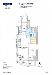 プラウドフラット文京千駄木 5階1LDKの間取り