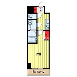 西田マンション 5階1Kの間取り