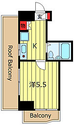弐番館 6階1Kの間取り