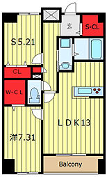 F・D VILLE 5階1SLDKの間取り
