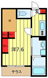 CITY COURT MINOWA 1階1Kの間取り