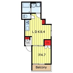 （仮）メゾン1244 2階1LDKの間取り