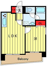 オーキッドレジデンス三ノ輪II 8階1LDKの間取り