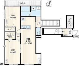 仮称）コートハウスN 2階2LDKの間取り