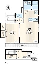 仮称）コートハウスN 203 2階1LDKの間取り