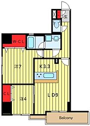 アーリアシティ尾久 401 4階2LDKの間取り