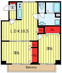 グレイスマンション 2LDKの間取図画像