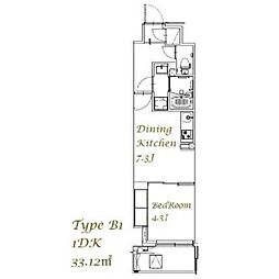 スプランディッド西日暮里 1DKの間取図画像