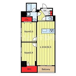 Eau・Clair 道灌山 2LDKの間取図画像