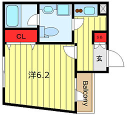 クレシェンド田端 1Kの間取図画像