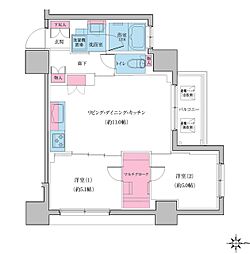 CREVIARXE日暮里 2LDKの間取図画像