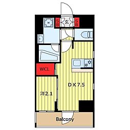 クレストコート東日暮里 1DKの間取図画像
