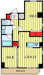 スカイグランデ日暮里 2LDKの間取図画像
