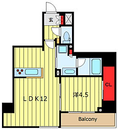 プラウドフラット根津谷中 1LDKの間取図画像