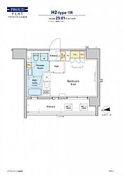 プラウドフラット日暮里 ワンルームの間取図画像