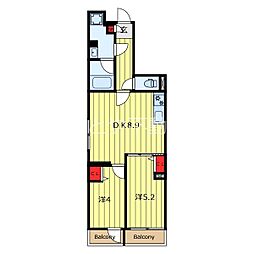 CREATIF文京千駄木 2DKの間取図画像