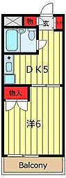 パレ・ドール田端 1DKの間取図画像