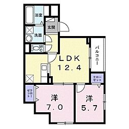 メゾン・ド・ルミエール 2LDKの間取図画像