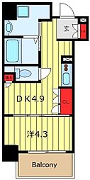 ORMECOURT日暮里イースト 1DKの間取図画像