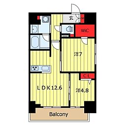 THEパームス熊野前 2LDKの間取図画像