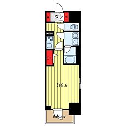 THEパームス熊野前 1Kの間取図画像
