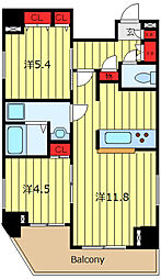 ジェノヴィア東日暮里グリーンヴェール 2LDKの間取図画像