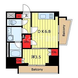 プレディアコート西日暮里 1DKの間取図画像