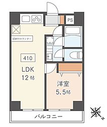 朝日動坂マンション 1LDKの間取図画像