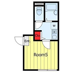 Lメゾン扇B棟 1Kの間取図画像