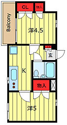 日神パレス東日暮里2 2Kの間取図画像