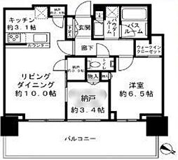 ベイシティタワーズ神戸WEST 1LDKの間取図画像