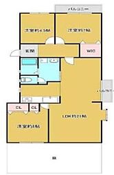 名谷竜が台東住宅24号棟 3LDKの間取図画像