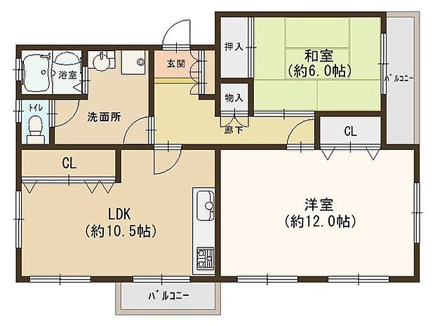 伊川谷住宅4号棟(2LDK) 3階の間取り
