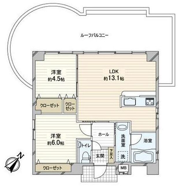 ワコーレアルフェス西岡本(2LDK) 4階の間取り