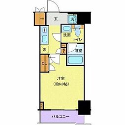 プレールドゥーク北品川 1Kの間取図画像