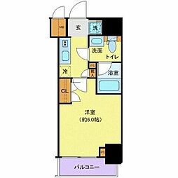 プレールドゥーク北品川 1Kの間取図画像