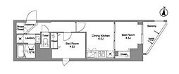 ダフィット錦糸町 2DKの間取図画像