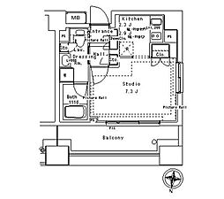 パークアクシス御茶ノ水ステージ 1Kの間取図画像