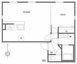 湯島レジデンス 1LDKの間取図画像