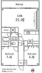 アルファホームズ池田山 2LDKの間取図画像