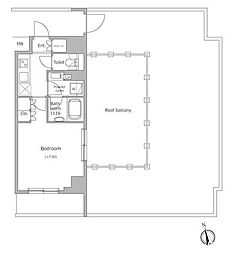 レジディア目黒4 1Kの間取図画像