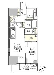 ザ・パークハビオ大森山王 1LDKの間取図画像
