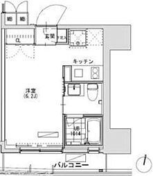 グランディオール広尾テラス ワンルームの間取図画像