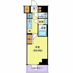 ジェノヴィア鷺ノ宮スカイガーデン 1Kの間取図画像