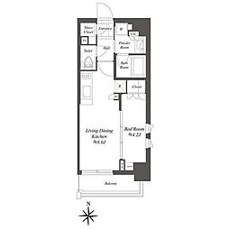 クレストコート白金高輪 1LDKの間取図画像