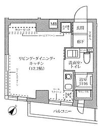 テラス代官山 ワンルームの間取図画像