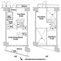 コンフォリア芝浦バウハウス 2LDKの間取図画像