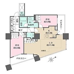 ザ・パークハウス西新宿タワー60 2LDKの間取図画像